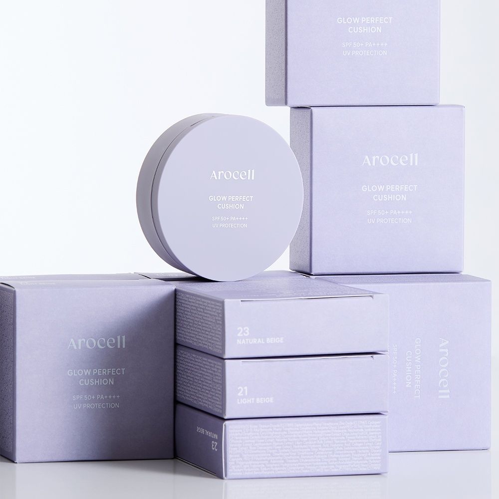 Купити Тональний кушон з ефектом сяйва Arocell Glow Perfect Cushion SPF50+ PA+++, 15g (відтінок 23) Arocell