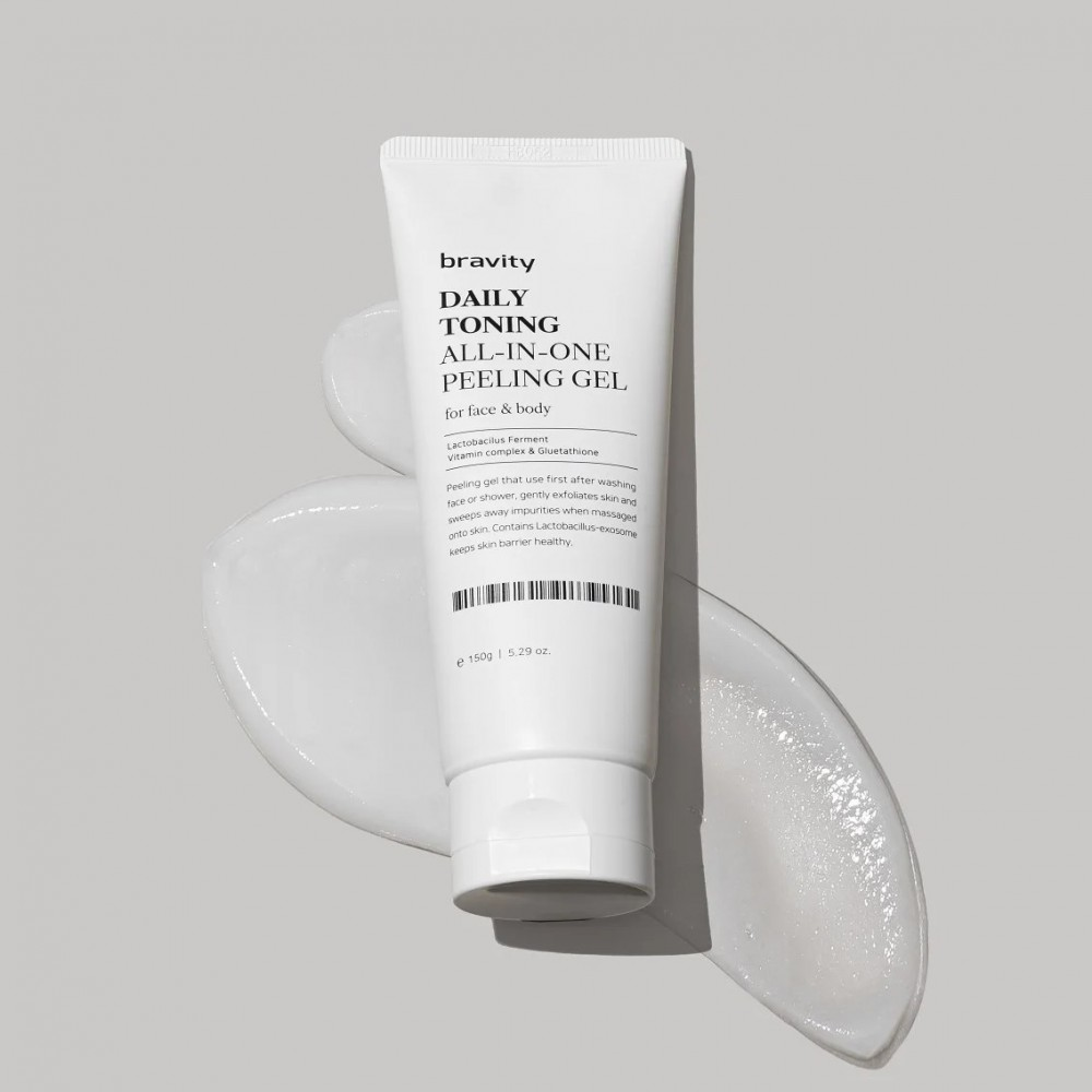 Пілінг гель для шкіри обличчя та тіла з лактобактеріями Bravity Daily Toning All In One Peeling Gel, 150g MC - 010601 фото